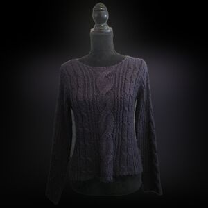 #C121 Women"s Forever 21 Long Sleeve Navy Blue Cable Knit Pullover Sweater